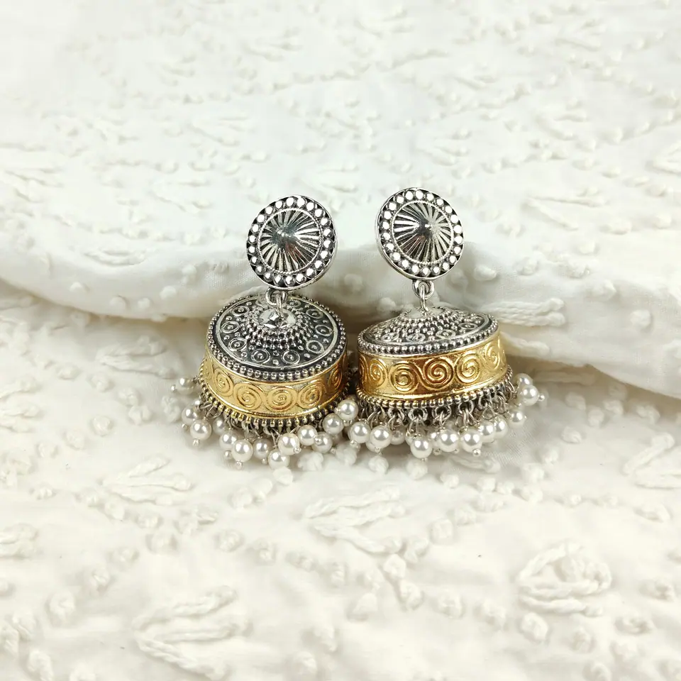 Gold-Plated Temple Jhumkas